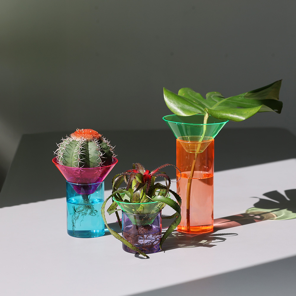 上下セパレート構造 ネオンカラーのガラス製フラワーベース GLOW GROW（グロー グロウ）