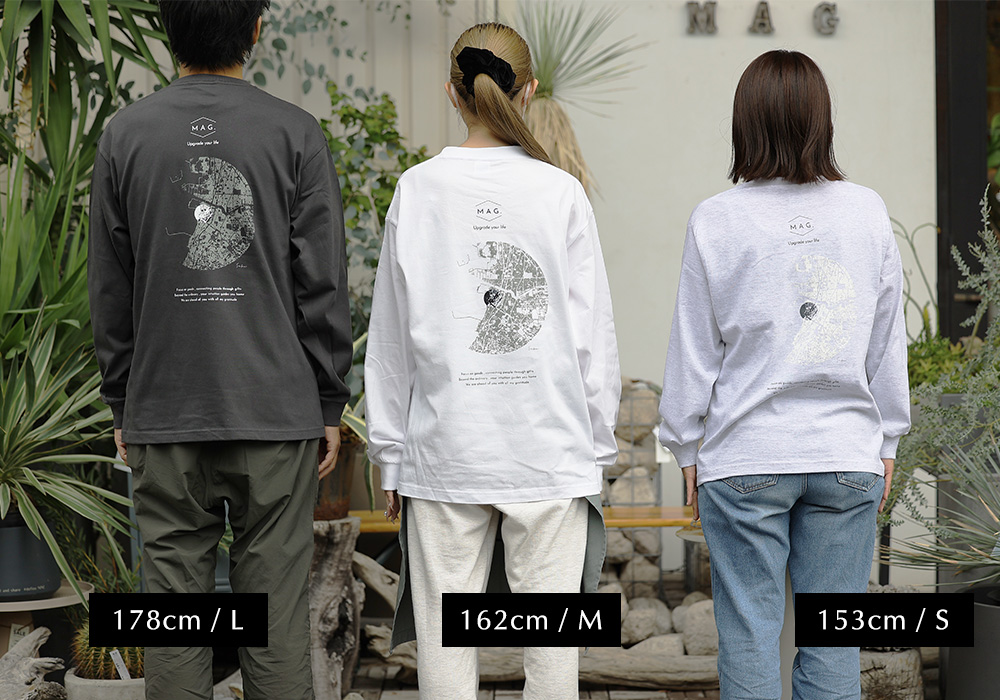 【MAG.オリジナル】ロングスリーブTシャツ CIRCLE MAP のサイズ参考