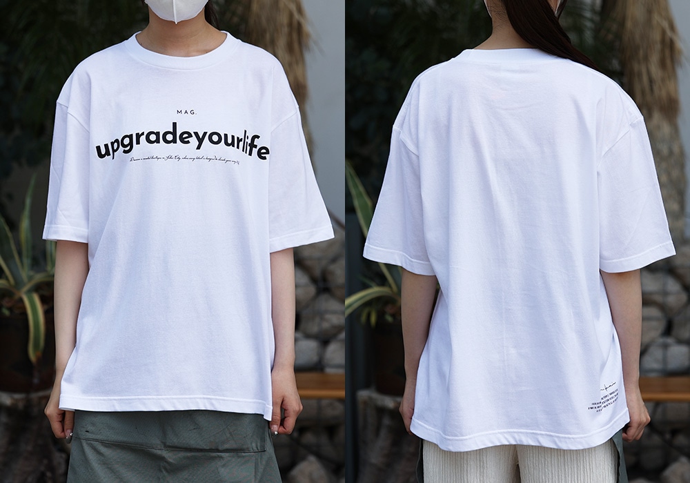 【MAG.オリジナル】Tシャツ UPGRADE YOUR LIFE ホワイト：162cm / Sサイズのイメージ写真