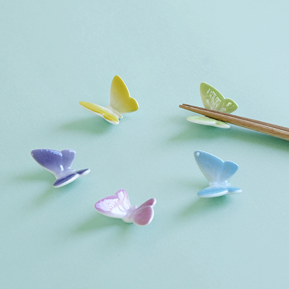 蝶が小枝にとまる姿を表現した箸と箸置きのセット Butterfly 2膳セット