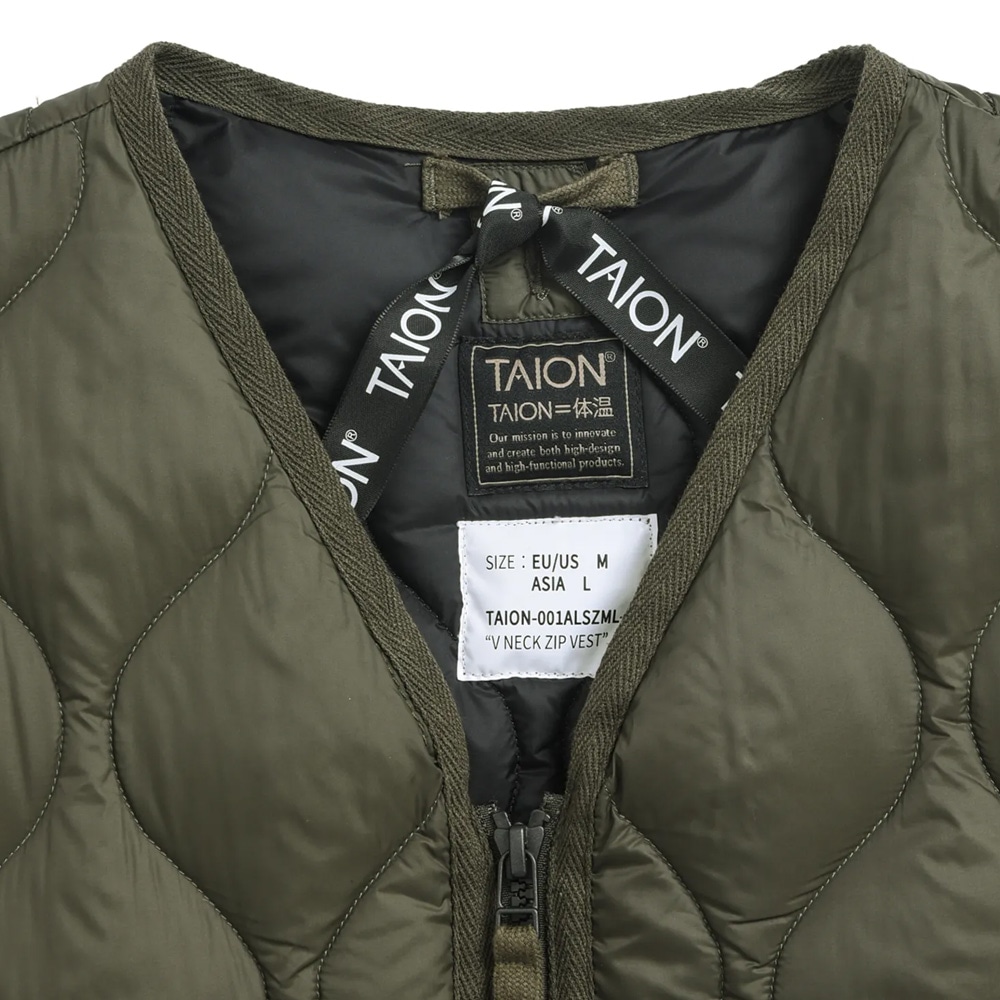 TAION ミリタリー VネックWジップ ダウンベスト-ソフトシェル(TAION-001ALSZML-1)のイメージ写真07