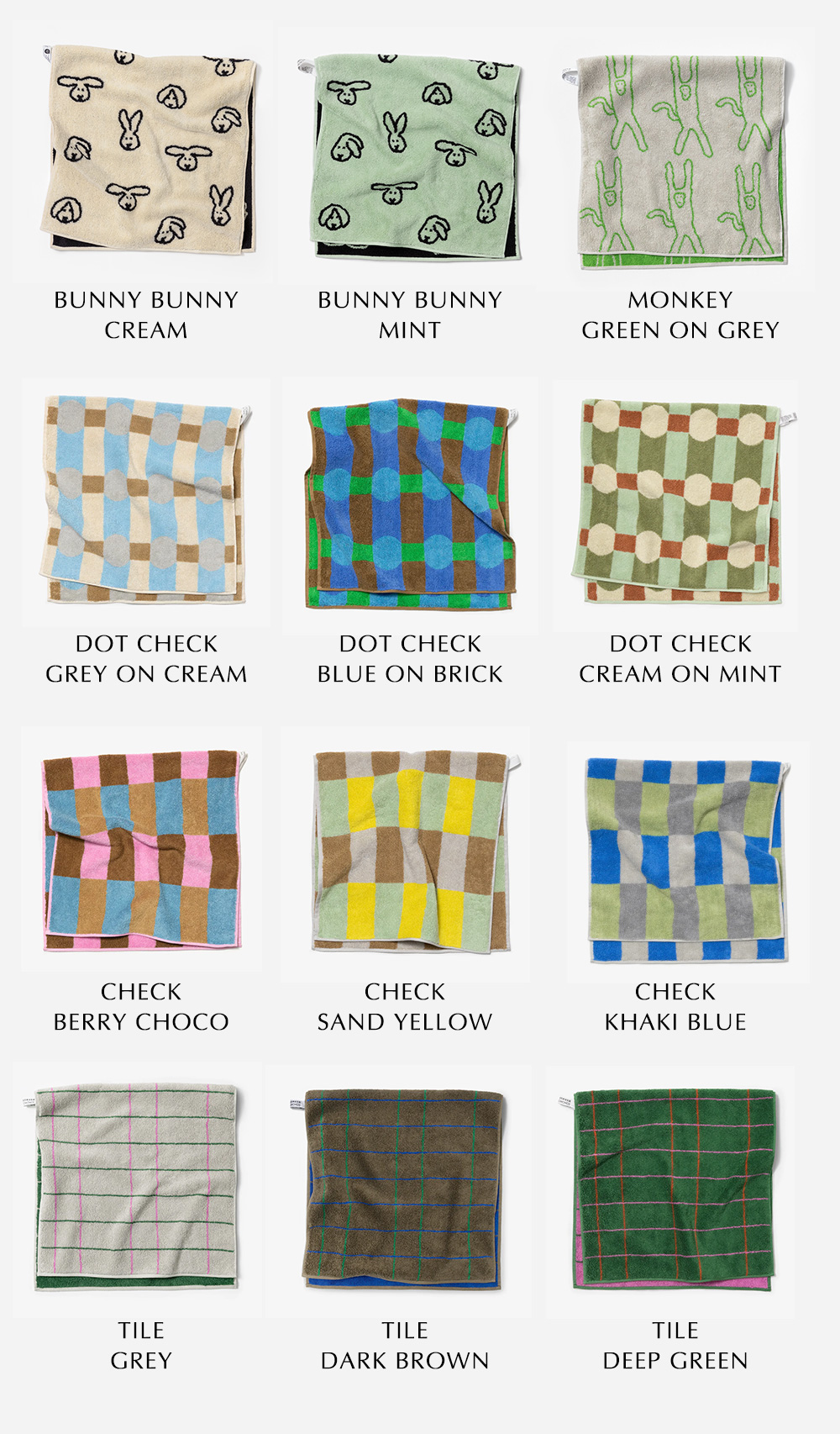 WARMGREY TAIL FACE TOWELのバリエーション