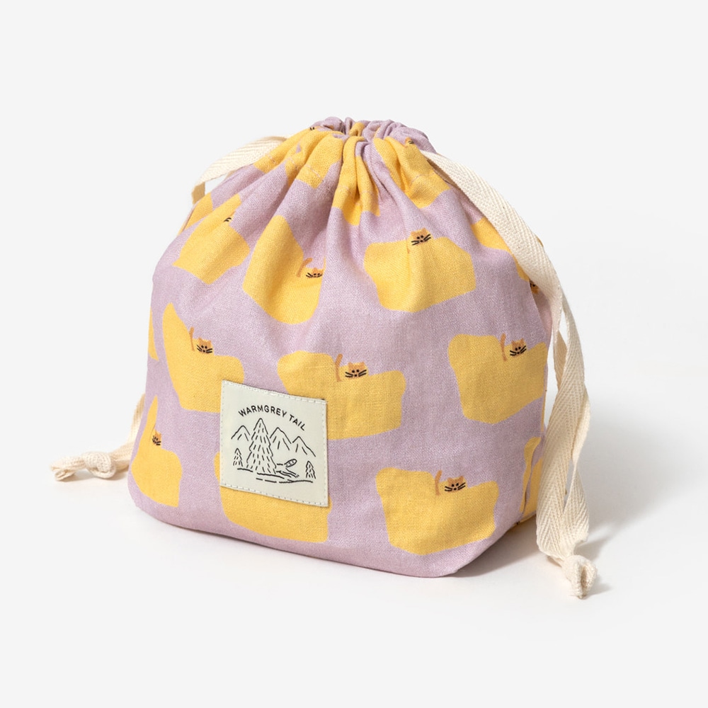 WARMGREY TAIL STRING POUCH ARMCHAIR STRING - YELLOW ON PINKのイメージ写真