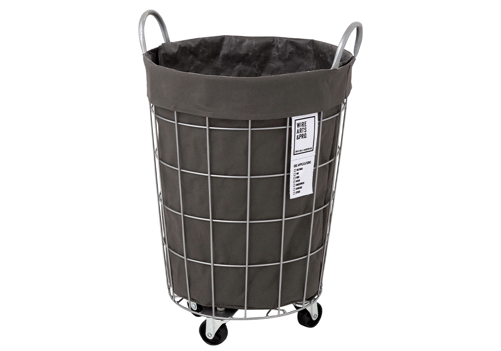 WIRE ARTS ＆ PRO.laundry ROUND BASKET WITH CASTER_33L ダークグレーのイメージ写真01