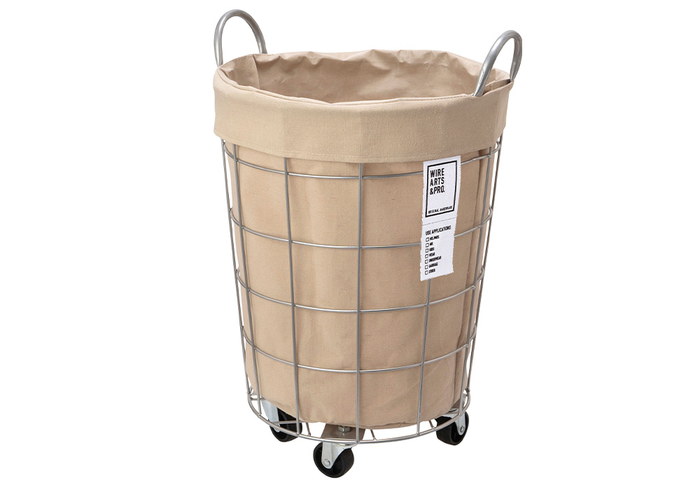 WIRE ARTS ＆ PRO.laundry ROUND BASKET WITH CASTER_33L ベージュのイメージ写真01