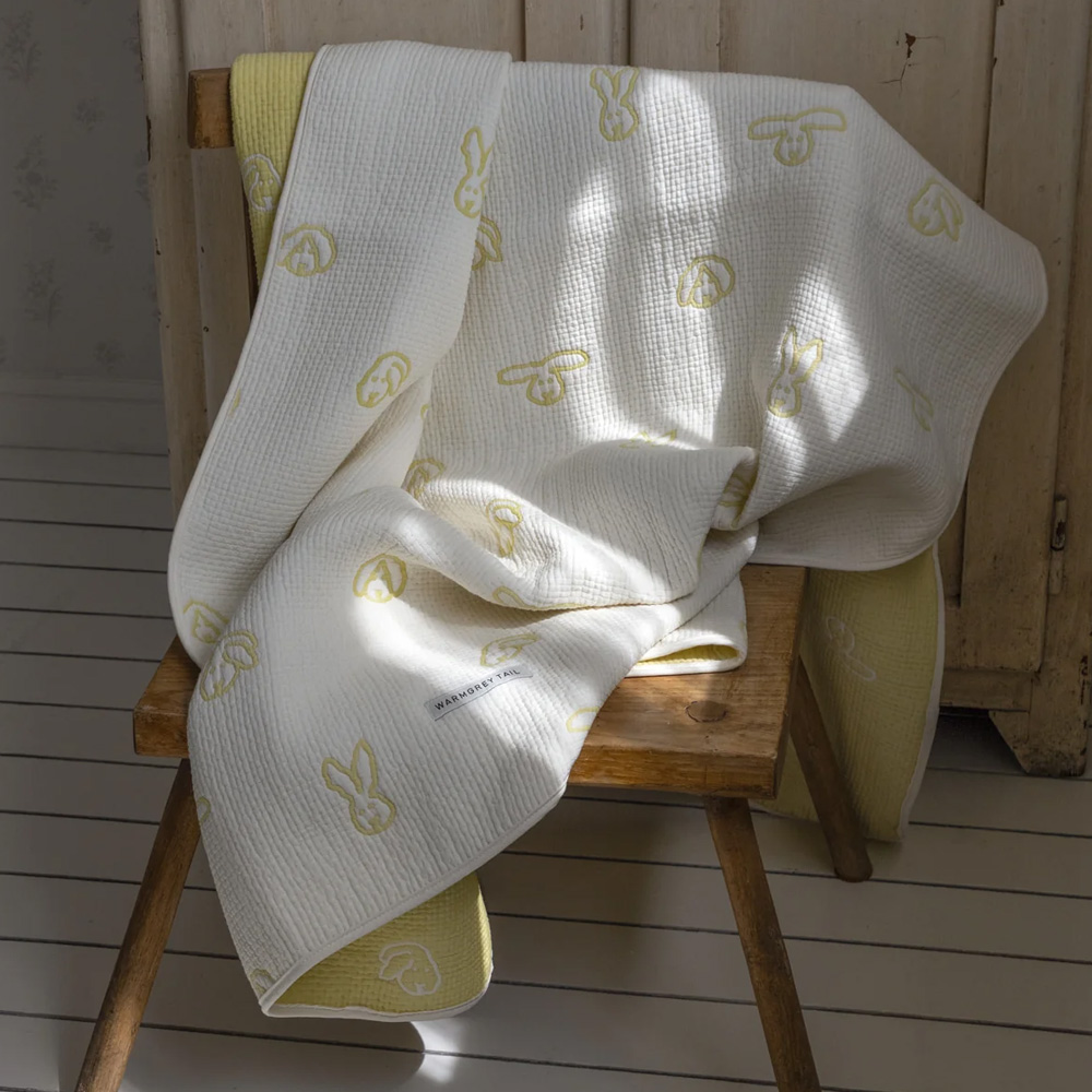 WARMGREY TAIL COTTON MODAL BLANKET BUNNY BUNNY - SOFT YELLOWのイメージ写真01