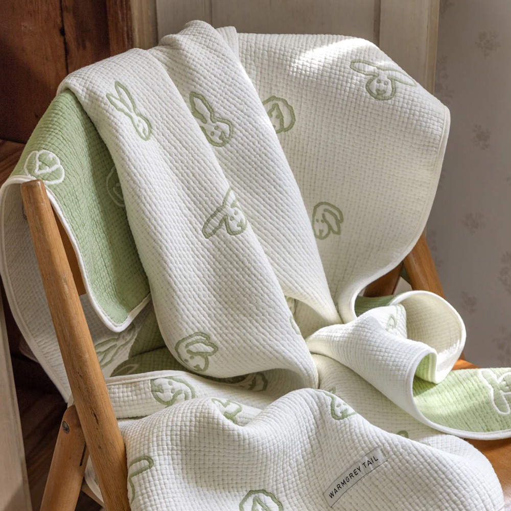 WARMGREY TAIL COTTON MODAL BLANKET BUNNY BUNNY - MOSS GREENのイメージ写真01