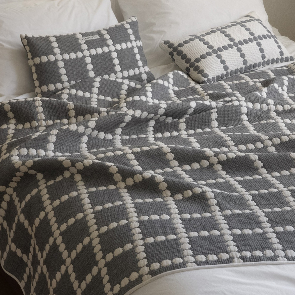 WARMGREY TAIL COTTON MODAL BLANKET BLOSSOM CHECK - WARMGREYのイメージ写真01