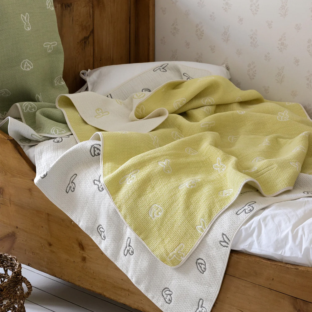 WARMGREY TAIL COTTON MODAL BLANKET BUNNY BUNNY - SOFT YELLOWのイメージ写真03