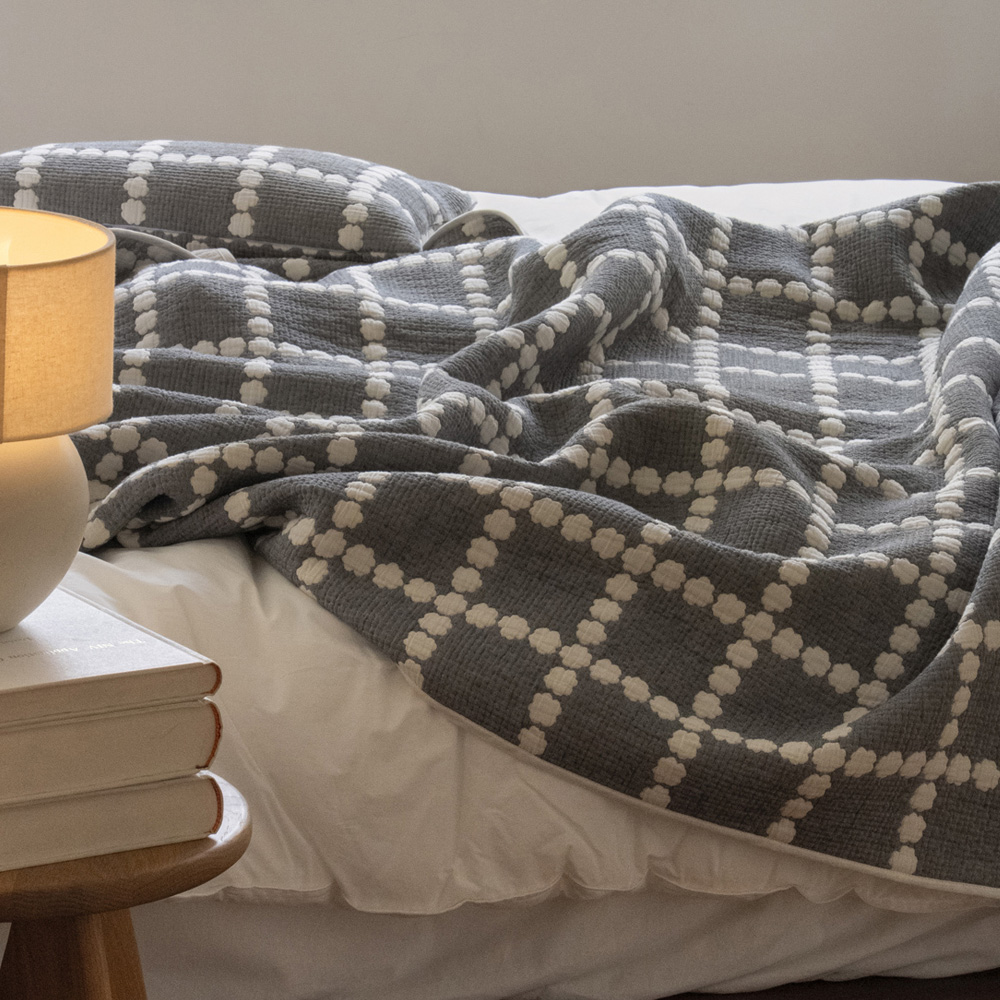 WARMGREY TAIL COTTON MODAL BLANKET BLOSSOM CHECK - WARMGREYのイメージ写真02