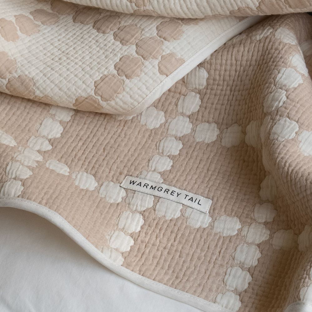 WARMGREY TAIL COTTON MODAL BLANKET BLOSSOM CHECK - BEIGEのイメージ写真03