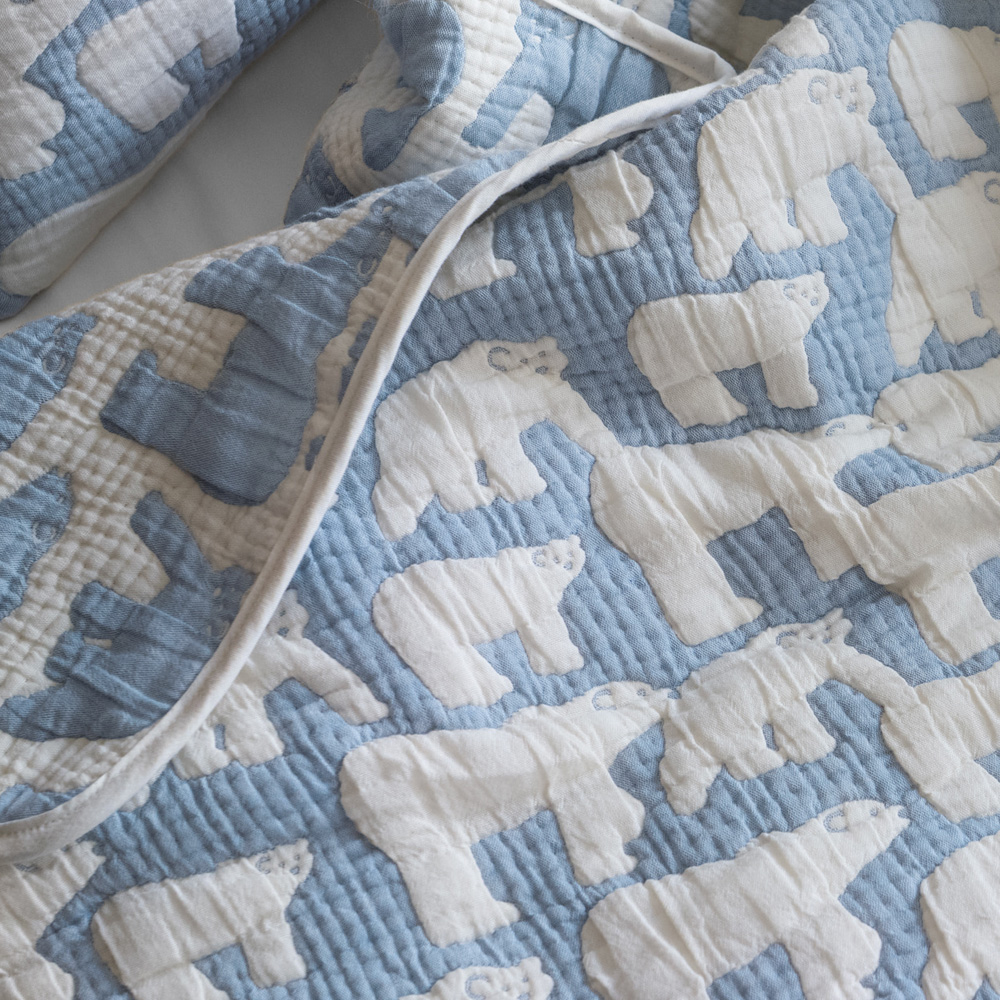 WARMGREY TAIL COTTON MODAL BLANKET POLAR BEARS - BLUEのイメージ写真02