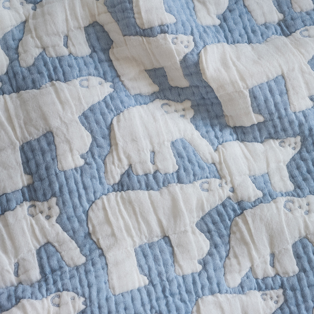 WARMGREY TAIL COTTON MODAL BLANKET POLAR BEARS - BLUEのイメージ写真03