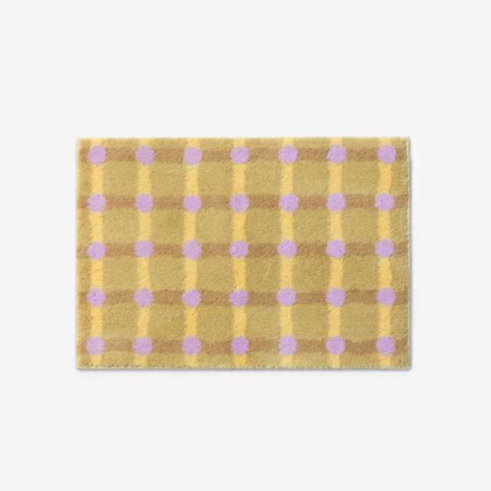 WARMGREY TAIL DOORMAT DOT CHECK  - LAVENDER ON SANDのイメージ写真