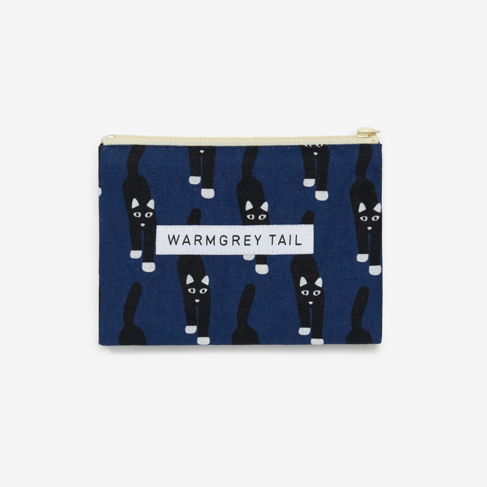 WARMGREY TAIL FLAT POUCH CAT COMING - NAVY/Sのイメージ写真