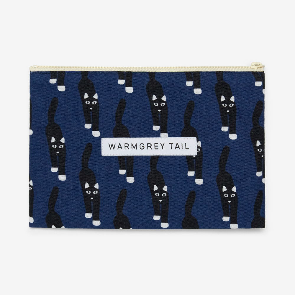 WARMGREY TAIL FLAT POUCH CAT COMING - NAVY/Mのイメージ写真