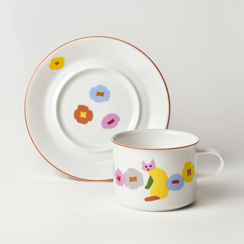 WARMGREY TAIL MUG & SAUCER（マグ&ソーサー） CATS & FLOWERSのイメージ写真16
