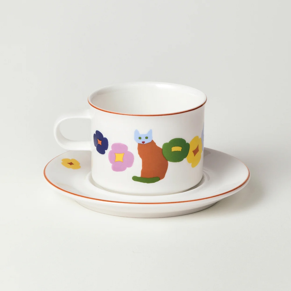 WARMGREY TAIL MUG & SAUCER（マグ&ソーサー） CATS & FLOWERSのイメージ写真18