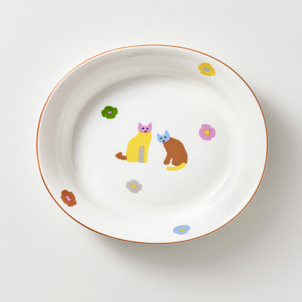 WARMGREY TAIL OVAL BOWL CATS & FLOWERSのイメージ写真13